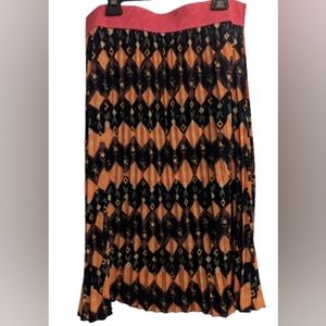 NWT LulaRoe Geo print pleated elastic waist poly midi soft comfy pink/blue skirt